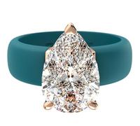 Rinfit - Silicone Ring with Stone - Pear Cut Cubic Zirconia Solitaire Engagement Ring, Rubber Wedding Bands, Patent Pending Design, Talla 7, Silicone, Cubic Zirconia