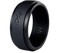 Rinfit Silicone Rings for Men 9mm Wide, 2mm Thick - Mens Rubber Wedding Bands - Infinity Silicone Rings for Him - Patented Design, 9 UK, Silicone, No Gemstone