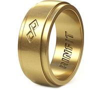 Rinfit Silicone Rings for Men,Mens Silicone Wedding Band,Silicone Ring Men,Rubber Wedding Rings for Men,Rubber Rings Men Great for Sports, Workout & Exercise,Infinity Collection,Gold, Size 11