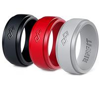 Rinfit Silicone Rings for Men,Mens Silicone Wedding Band,Silicone Ring Men,Rubber Wedding Rings for Men,Rubber Rings Men Great for Sports, Workout & Exercise,Infinity Collection,Black, Gray, Size 10