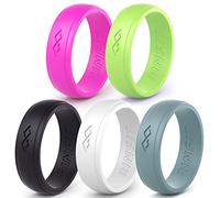 Rinfit Silicone Rings for Women 5.5mm Wide, 1.5mm Thick - Infinity Rubber Wedding Band - Silicone Engagement Ring for Her - Patented Design, 5 UK, Silicone, No Gemstone