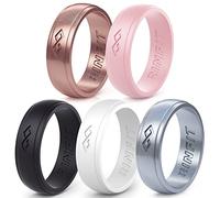 Rinfit Silicone Rings for Women 5.5mm Wide, 1.5mm Thick - Infinity Rubber Wedding Band - Silicone Engagement Ring for Her - Patented Design, 4 UK, Silicone, No Gemstone