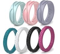 Rinfit Silicone Rings for Women 6mm Wide, 2mm Thick and Men 9mm Wide, 2.2mm Thick - Rubber Wedding Bands - 4Love Collection Patented Design, Size 7, Silicone, No Gemstone