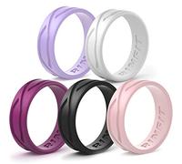Rinfit Silicone Rings for Women 6mm Wide, 2mm Thick and Men 9mm Wide, 2.2mm Thick - Rubber Wedding Bands - 4Love Collection Patented Design, Size 8, Silicone, No Gemstone