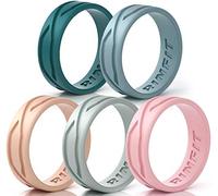 Rinfit Silicone Rings for Women 6mm Wide, 2mm Thick and Men 9mm Wide, 2.2mm Thick - Rubber Wedding Bands - 4Love Collection Patented Design, Size 4, Silicone, No Gemstone