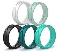 Rinfit Silicone Rings for Women 6mm Wide, 2mm Thick and Men 9mm Wide, 2.2mm Thick - Rubber Wedding Bands - 4Love Collection Patented Design, Size 4, Silicone, No Gemstone