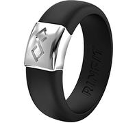 Rinfit Silicone Rings for Women 6mm Wide & Men 7mm Wide, 2mm Thick - Silicone Wedding Bands- Infinity Ring with Metal Plate - Patented Design, Size 8, Silicone, No Gemstone