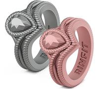 Rinfit Silicone Rings for Women - Pear Engagement Silicone Ring - Womens Rubber Wedding Bands - Patented Design, 7 UK, Silicone, No Gemstone