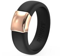 Rinfit Silicone Rings for Women - Silicone Wedding Bands - Womens Rubber Ring with Stainless Steel Plate - Patented Design, Size 4, Silicone & Stainless Steel, No Gemstone