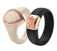 Rinfit Silicone Rings Women - Rubber Wedding Bands Stackable Ring Enhancer- Metal Framed Pear Bridal Ring Sets - Patented Design, Size 5, Silicone & Stainless Steel, No Gemstone