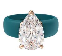 Rinfit Stone Silicone Ring - Pear Cut Cubic Zirconia Solitaire Engagement Ring for Women - Rubber Wedding Bands - Patent Pending Design, Size 9, Silicone, Cubic Zirconia