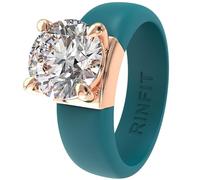 Rinfit Stone Silicone Ring - Round Cut Cubic Zirconia Solitaire Ring for Women - Rubber Wedding Bands - Patented Design, Size 5, Silicone, Cubic Zirconia