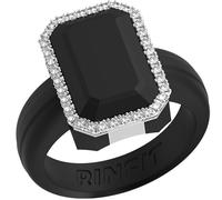 Rinfit Women's Silicone Wedding Band - Promise Rings for Her - Emerald Cut with Cubic Zirconia - Patented Design, Size 4, Silicone, Cubic Zirconia