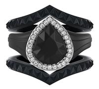 Rinfit Womens Silicone Wedding Ring - Anniversary Ring Women - Promise Rings for Her with Pear Metal Frame & Cubic Zirconia Stones - Patented Design, Size 5, Silicone, Cubic Zirconia