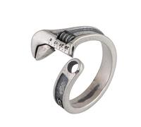 Ring 925 Ladies,Womens Sterling Open Adjustable Rings Retro Distressed Matte Motorcycle Wrench Finger Circlet Unisex Chunky Toe Stackable Band Jewelry Streetwear
