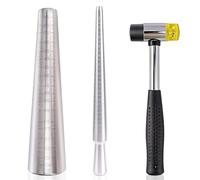Ring and Bracelet Mandrel Sizer Tool Set, Stainless Steel Ring and Bracelet Sizing Measurer with Rubber Mallet for Jewelry Measuring Resizing Bender Shaping & Repair Kit for DIY Jewelry Making