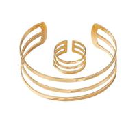 Ring And Bracelet Set,Women Jewelry Sets | Stackable Aesthetic Ring And Bracelet Trendy Three Layer Hollow Dainty Bangles for Girls Special Occasions Bridal Accessories Prom