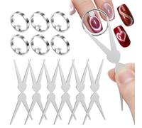 Ring and Y-Shape Cat Eye Magnet Set, 3-in-1 Portable Hollow Circular Nail Art Magnet Tool, Professional Metal Ring for DIY Cat Eye Gel Polish, Easy Heart & French Effect for Beginners(silver,Style 1)