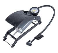 Ring Automotive Single Barrel Foot Pump With Adaptor Kit - Durable Anti-Slip Rubber Tread Plate, Black