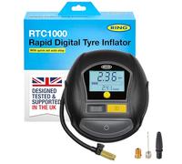 Ring Automotive TYREINFLATE 1000 Rapid Digital Tyre Inflator With Three Adaptors - Measures in PSI, BAR & Kpa