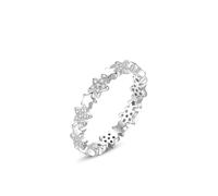 Ring Bands, Mid Finger Rings Star with Round Moissanite Silver 18K White Gold Size V 1/2