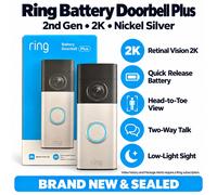 Ring Battery Video Doorbell Plus (Newest Gen) Retinal 2K - Nickel Silver