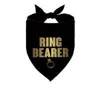 Ring Bearer Dog Bandana, Adjustable Pet Triangle Scarf for Wedding Ceremony Photo Outfit Funny Proposal Accessory, Neckerchief for Small Medium Dogs (Gold)