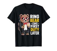Ring Bearer Ring Security Funny Wedding Party Bear Ring Dude T-Shirt
