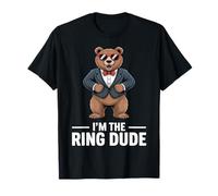 Ring Bearer Ring Security Funny Wedding Party Bear Ring Dude T-Shirt