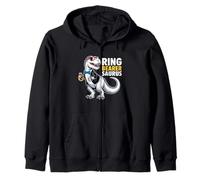 Ring Bearer T-Rex Dinosaur Funny Wedding Party Ring Dino Zip Hoodie