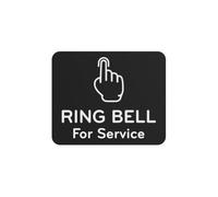 Ring Bell For Service Sign Adhesive Sticker Notice, SILVER/GOLD/BLACK engraved with Universal Icon Symbol and Text (Size 12cm x 10cm) (Black)