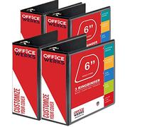 Ring Binder Depot 6" 3 Ring Binder - Black (Pack of 4)
