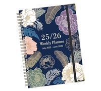 Ring Binder Notebook | A5 Notebook | Thick Paper from July 2025 to June 2026 with Spiral Binding and Floral Pattern English Notebook for Journaling Sketching Notes Making and Bullet Planning