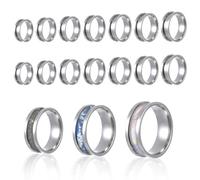 Ring Blanks, 14 Pcs Stainless Steel Finger Rings Grooved Core Inlay Blank Rings US Size 6/7/8/9/10/11/12 Empty Ring Blanks for Jewelry Making Kit Supplies