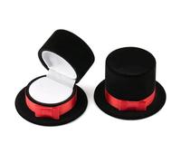 Ring Box 1 Piece Red/Black Top Hat Jewelry Box Velvet Wedding Ring Necklace Display Container Case(Black)
