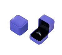 Ring Box 1PC 5cm Squre Velvet Case Ring Box Wedding Propose Jewelry Display Accessories Valentine's Day Gifts(PURPLE)