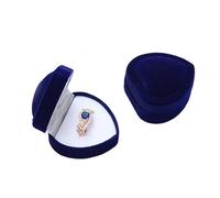 Ring Box 1PC Velvet Heart Shaped Peach Jewelry Box Spray Ring Earnail Storage Packaging(1PC Royal blue)