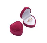 Ring Box 1PC Velvet Heart Shaped Peach Jewelry Box Spray Ring Earnail Storage Packaging Storage(1PC Rose red)