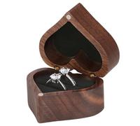 Ring Box - 5.5x3.7cm Wooden Heart Shape Double Ring Box | Rings Boxes For Proposal | Storage Case For Women Girlfriend Valentine Wedding Celebration, Marriage, Proposal, Engagement Ceremony