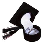 Ring Box Graduation Cap Shaped Jewelry Storage Box, Season Proposal Mini Ring,Perfect For Bachelor And Campus Souvenir(Black)