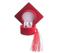 Ring Box Graduation Cap Shaped Jewelry Storage Box, Season Proposal Mini Ring,Perfect For Bachelor And Campus Souvenir(Red)