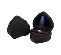 Ring Box Heart-Shaped Wedding Ring Box Jewelry Display Packaging Boxes For Anniversary Engagement(Black)