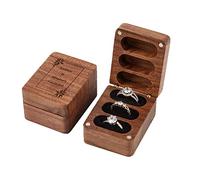 Ring Box Personalized for Wedding Ceremony Engagement Valentine's Day Birthday Customized Ring Bearer Box Walnut Wooden Ring Box Engrave Your Text with Pattern/Design/Icon
