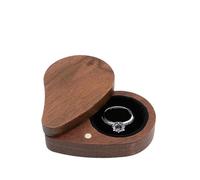 Ring Box Solid Wood Jewelry Box Black Walnut Storage Ring Earrings Creative Whole Than Heart(Black)