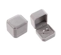 Ring Box, Square Wedding Ring Jewelry Elegant Gift Case, Luxury Square, Velvet Jewelry Earring Ring Display Case Box(grey)