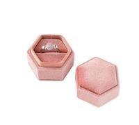 Ring Box Velvet Single Ring Box Jewelry Organizer Packaging For Wedding Ceremony Engagement Display Storage Supplies Accessories Storage(Pink)