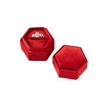 Ring Box Velvet Single Ring Box Jewelry Organizer Packaging For Wedding Ceremony Engagement Display Storage Supplies Accessories Storage(Red)