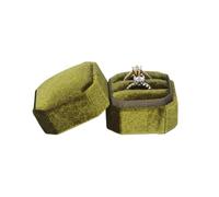 Ring Box Vintage Octagon Square Velvet Single and Double Ring Box With Detachable Lid Earrings Proposal Engagement Wedding Ceremony Gifts(Green Double Ring)