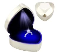 Ring Box With LED Light Heart Shape Jewellery Gift Box Auto Lighted Up ring boxes for jewellery earring Case Diamond Luxury Storage Display Holder for Engagement Proposal Wedding New Year (Gold)