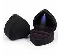 Ring Box with LED Light, Ring Earring Case for Jewelry Display, Heart Shape Jewellery Gift Box for Proposal, Gift Luxury Auto Lighted Up for Anniversary, Velvet Ring Case for Wedding, Engagement Ring